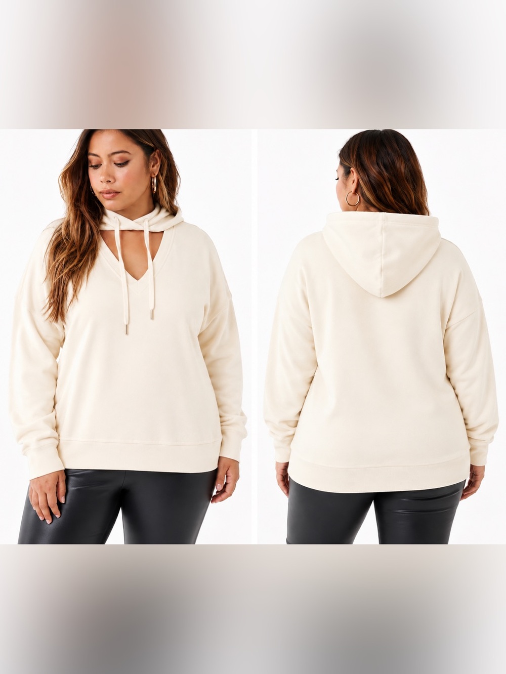 FOREVER 21+ YOKE NECK SWEATSHIRT - CREAM SIZE 3X (NEW WITH TAGS) A19